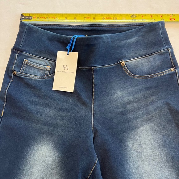 KYAL Wide Leg Comfy Dark Wash Elastic Waist Stretch Denim Jeans NWT Size XL - Picture 5 of 8